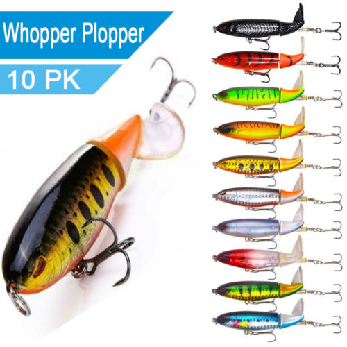 10ps Fishing Lures bait Whopper Plopper Topwater Floating Rotating Tail for Bass - Afbeelding 1 van 12