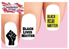 Waterslide Nail Decals Set of 20 - BLM Black Lives Matter Fist Assorted