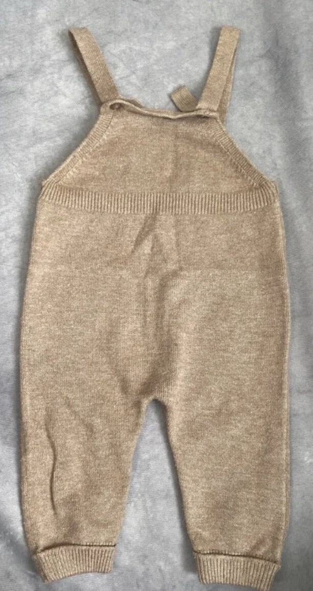 Boys Matalan Beige Knit Dungarees 3 6 Months