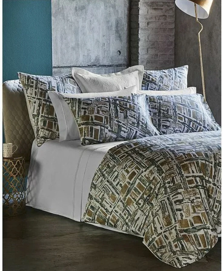 Funda nórdica Frette Home Malaquita Queen + Dos fundas Euro Verde Blanco Abstracto. ¡Nueva! Foto 2 de 4