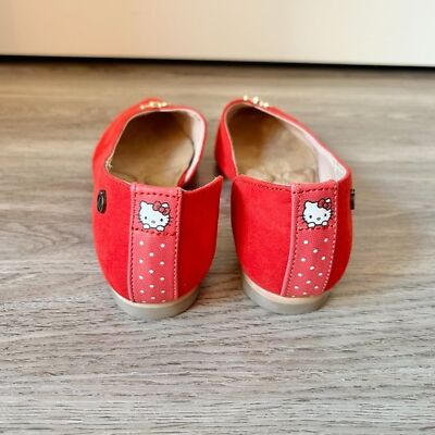 Loly in the Sky x Hello Kitty Red Suede Loafer Flats Size 5 NEW