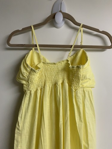 Maxi Yellow Spaghetti Strap Chest Wrap Ruffle Dress Size Small - Picture 5 of 7