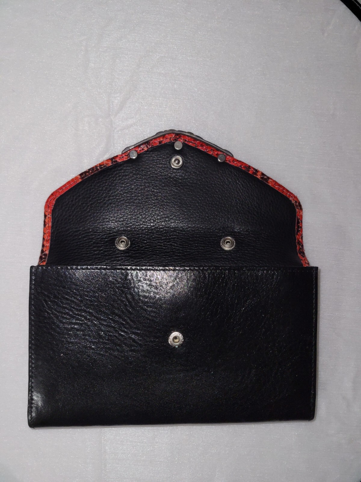 Brighton Red Python Snakeskin Embossed Print Blac… - image 4