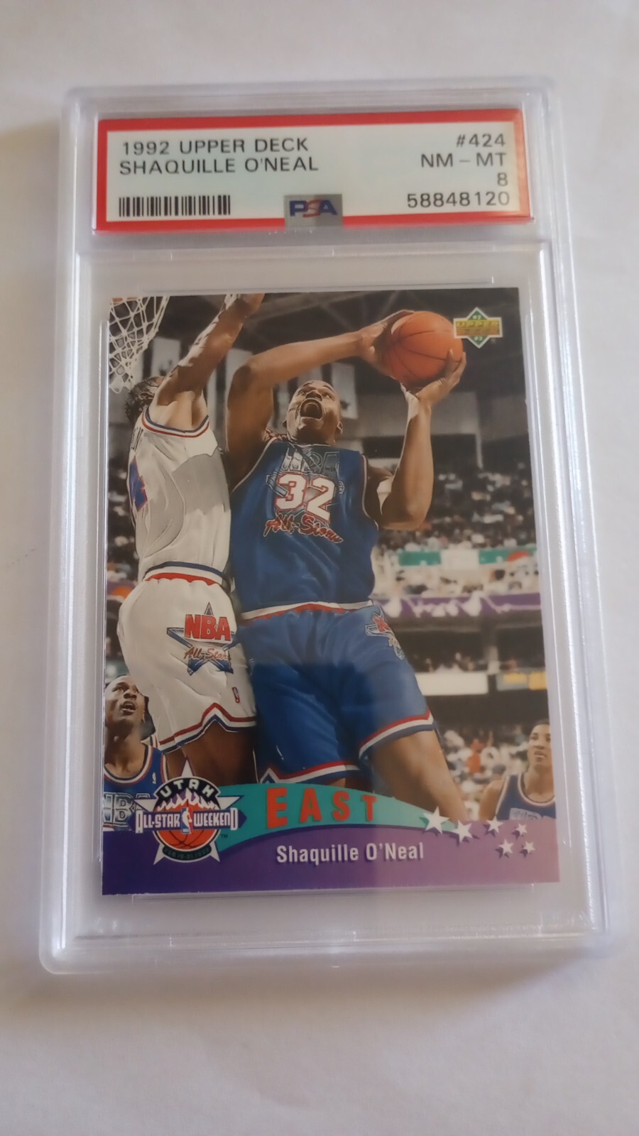 1992 Upper Deck SHAQUILLE O'NEAL #424 Rookie RC PSA 8