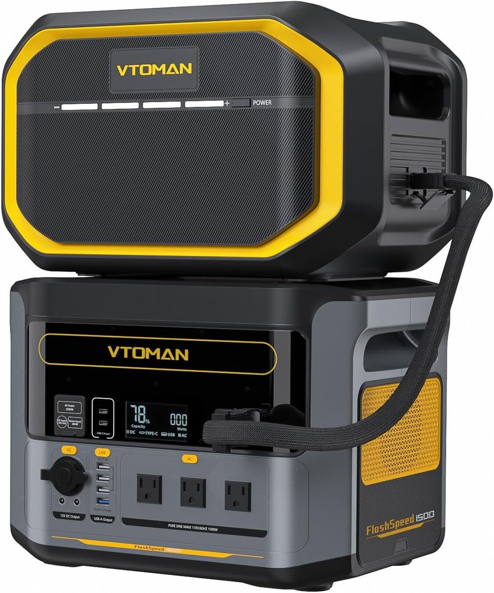 VTOMAN 1500W Portable Power Station 3096Wh LiFePO4 Home Backup +