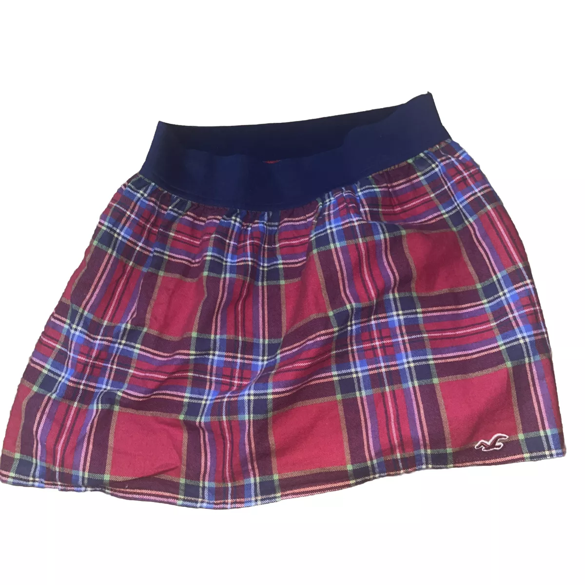 Hollister red top plaid skirt