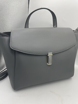 Alfani Large Backpack convertible Shoulder-Bag Gray vegan leather Push-Lock  NWT