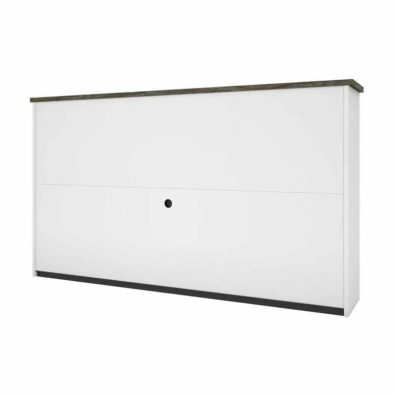 Bestar Norma 2 Door Desk Hutch in Walnut Gray and White - Image 3 of 4