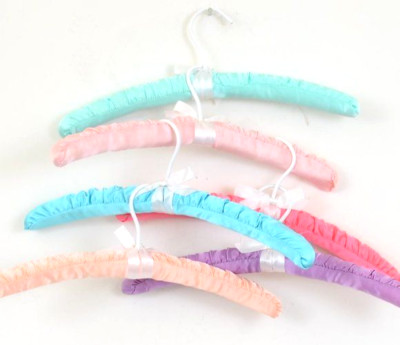 Satin Rainbow 6 Pk Padded Lingerie Pink Blue Purple Hangers 15'' NEW