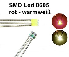 10 St. Duo Led 0605 Bi-Color WARMWEISS ROT  für Loks H0 TT N mit Microlitze 20cm