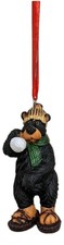SNOWSHOE WILLIE Black Bear With Snowball Christmas Ornament by Wilcor