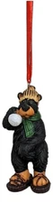 SNOWSHOE WILLIE Black Bear With Snowball Christmas Ornament by Wilcor