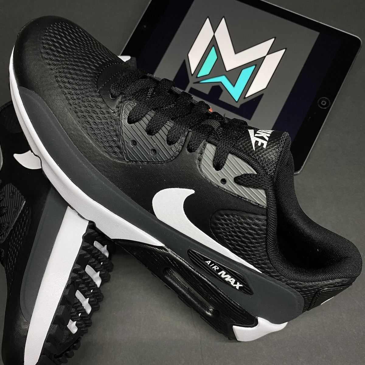 Nike Air Max 90 G Golf Shoes Waterproof Black White CU9978 002