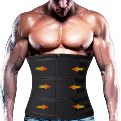 Men Waist Trainer Body Shaper Slimmer Trimmer Cincher Sweat Belt Tummy Control