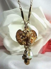 Vintage NIB Kirks Folly Cherub Angel Crystal Necklace
