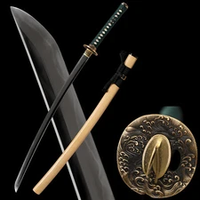 Japanese Katana Samurai Sword Clay Tempered L6 Steel Gunome Hamon Razor Sharp