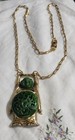 60'S HAPPY BUDDAH LUCITE/ DK GREEN PENDANT "HMS" 26" CHAIN HANGING 13" — photo 2