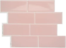 SMART TILES Peel and Stick Backsplash - 5 Sheets of Pack 5, Metro Pink 