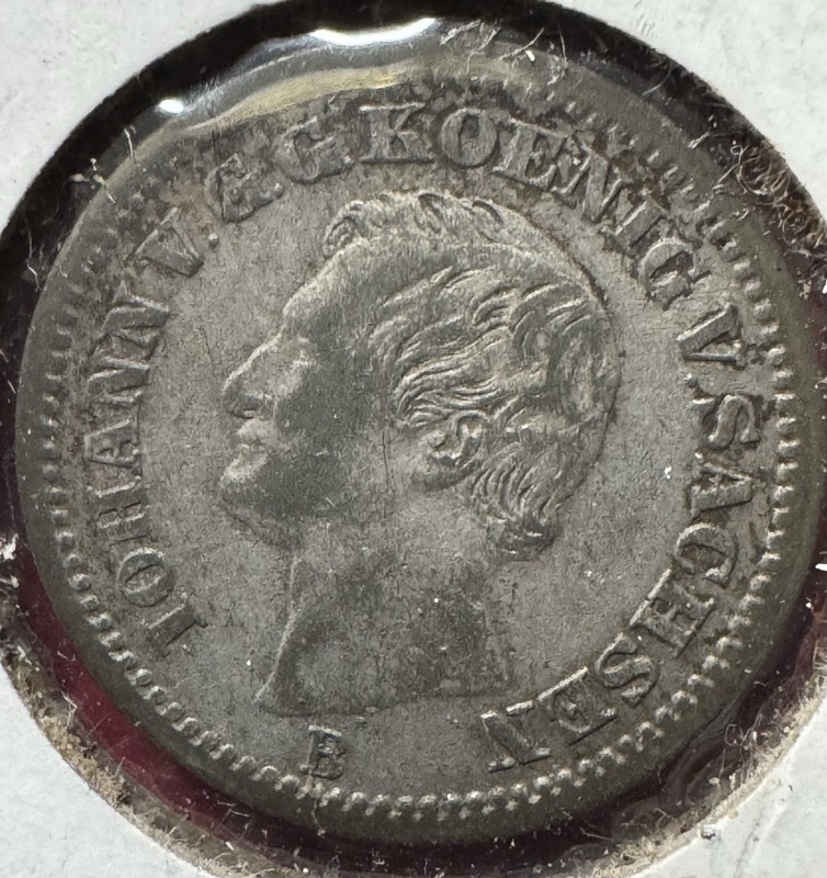 GERMANY SAXONY SILVER 1 NEW GROSCHEN 1871 B  XF