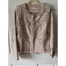 Easel Boucle Pearl Sequin Jacket Size Large P...