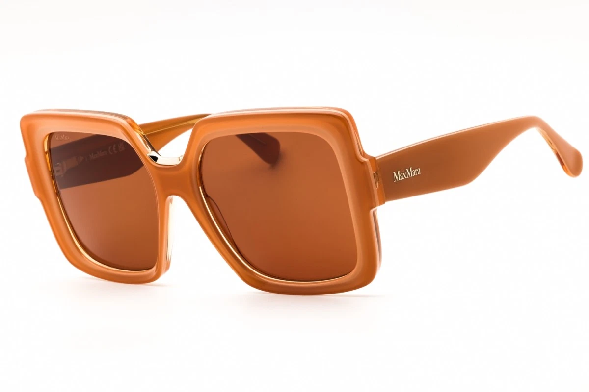 Max Mara SPARK1 MM0075 52P Shield Sunglasses - Dark Havana / Green Max Mara Edna Alt Fit Sunglasses MM0087-F 52E Dark Havana  main image 2