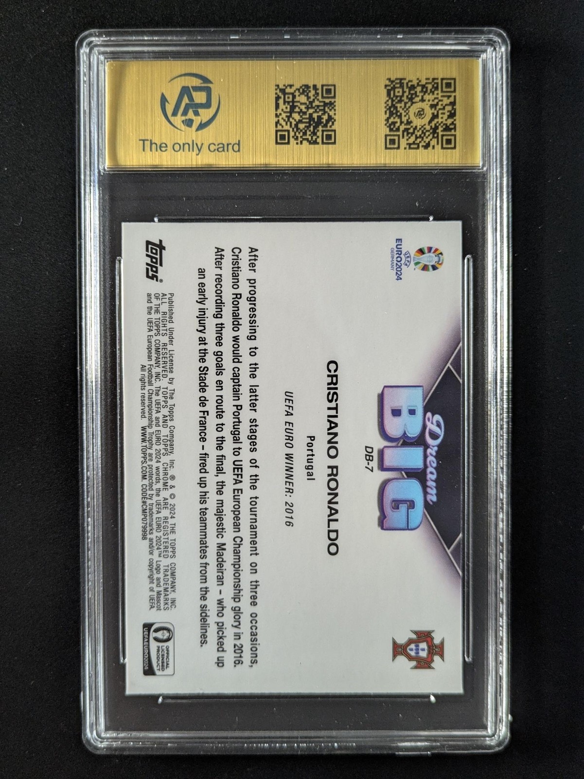 2023-24 Topps Chrome UEFA Euro CRISTIANO RONALDO Dream Big Portugal #DB-7 RPA 9 view 2