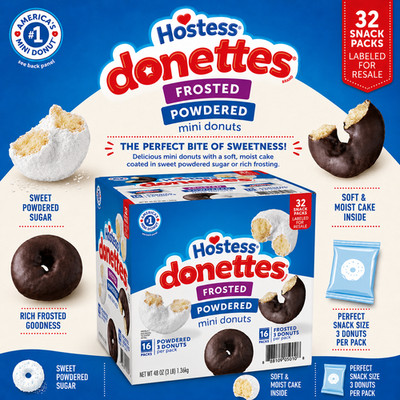 Hostess Donettes Variety Pack Donuts, Snack Size, 1.5 oz., 32 pk.