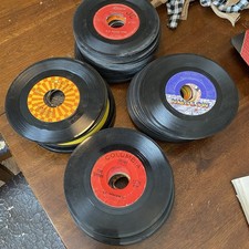 Lot of 117 7" 45 RPM Single vintage Vinyl Black/Yellow Records 50 s 60 s