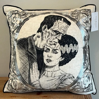 Frankenstein and Frankenstein Bride Couple Halloween Pillow by Isaac Mizrahi NWT - Image 1 of 4