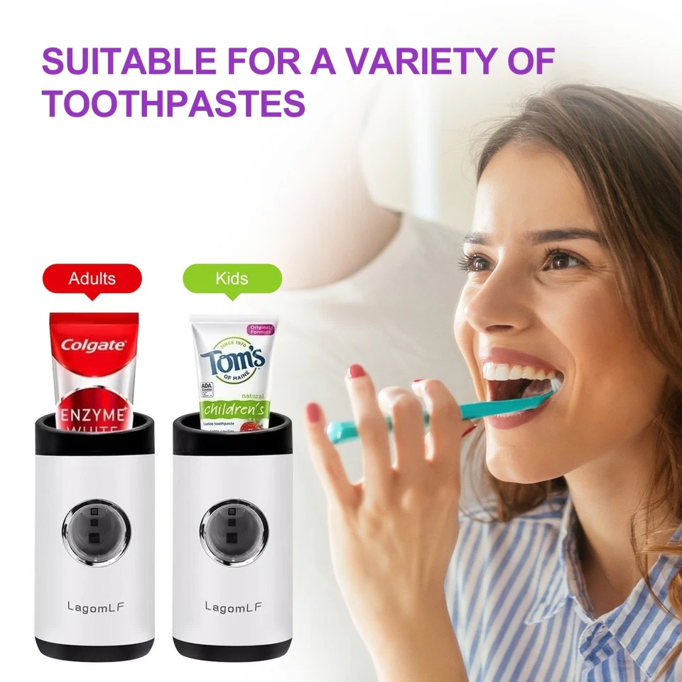 Dispensador automático de pasta de dientes exprimidor de montaje en pared montado en la pared Foto 4 de 4