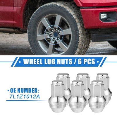 6 Stück Radmuttern kompatibel für Ford, strapazierfähig, M14x2.0, silberfarben