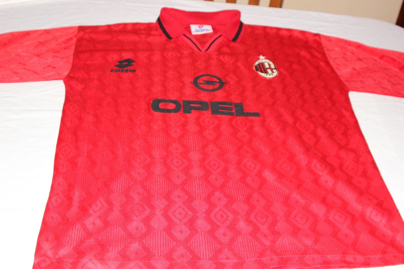Official Vintage AC Milan 1996 Soccer Jersey By Lotto Size L Opel