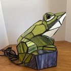 BEAUTIFUL!! Tiffany Style Stained Glass Frog Table Lamp, Vintage
