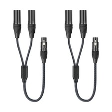 2FT XLR Female to Dual Male Y Splitter Cable, XLR Y Cable Splitter 1 Female t...