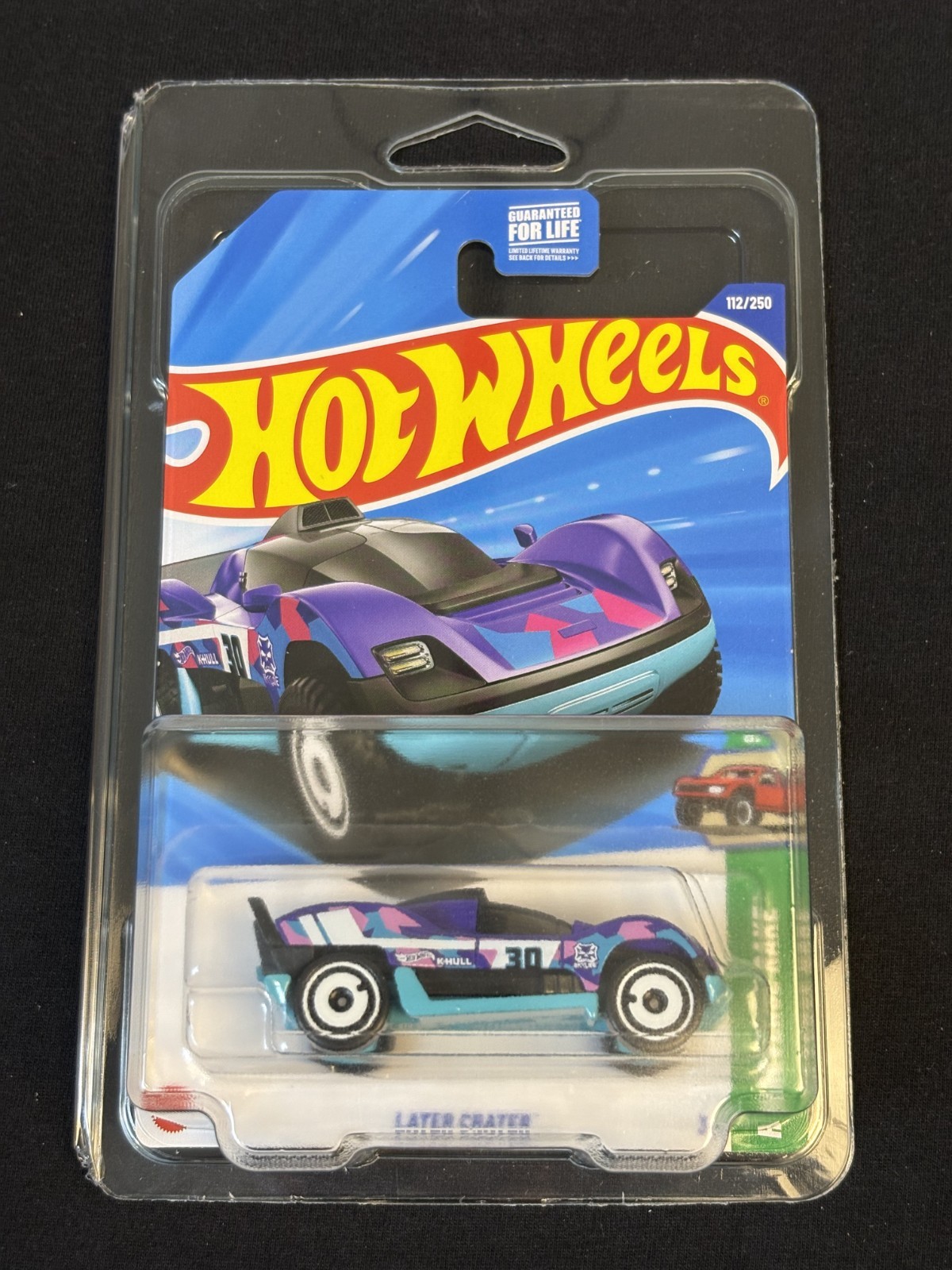 2025 MATTEL HOT WHEELS LATER CRATER 112/250 HW REVERSE RAKE 3/5 W/ PROTECTOR
