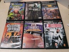 PS2 Video Game Lot Of 6 Games Guitar Hero 3 Socom Ect All With Cases  Manuals