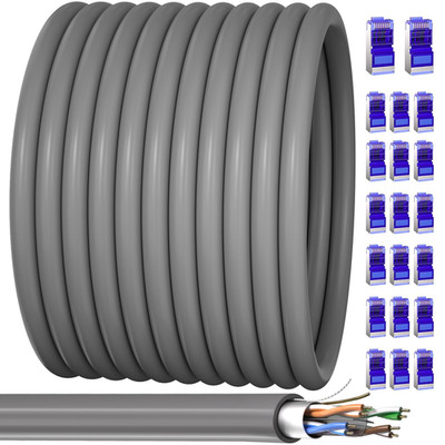Cat 6 Outdoor Ethernet Cable 328Ft / 100M (20 RJ45), 23AWG Shielded Ethernet Cab