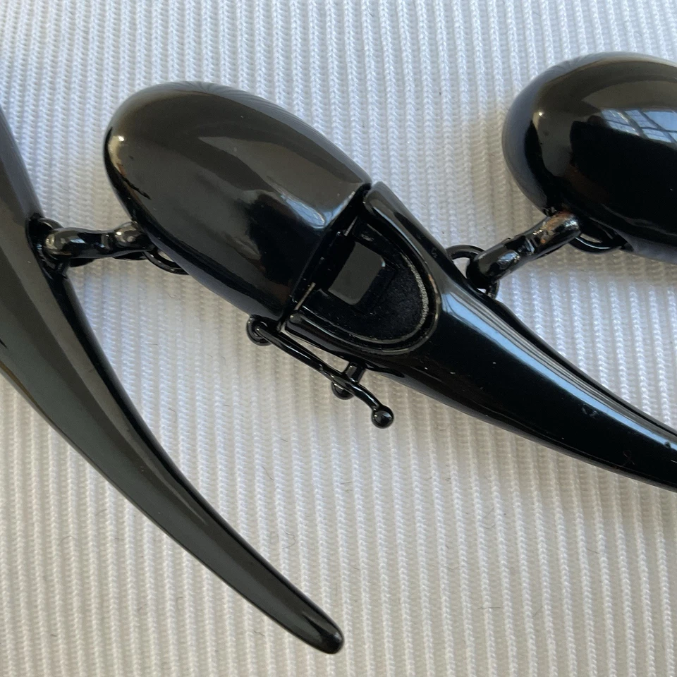 MUGLER Chunky 黑色金属链接泪珠项链罕见加盖收藏 — 第 4/4 张图片