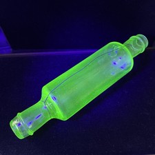 Uranium Glass Rolling Pin Crown Crystal Glass Green Depression Glass