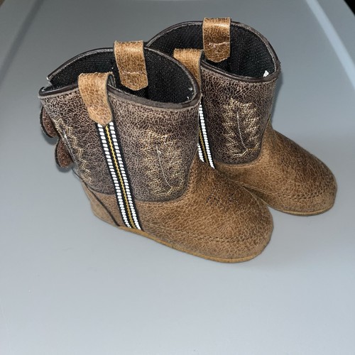 Stivali da cowboy western Old West marroni per neonati ragazzi stivali a pupazzo stivaletti morbidi taglia 4