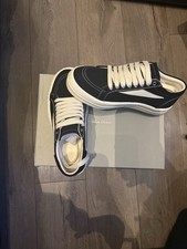 Rick Owens Mens Black/White Low Top Lace-Up A...