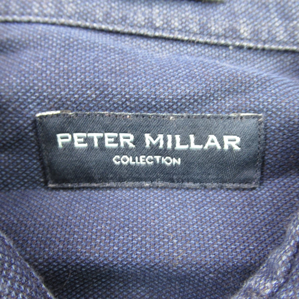Camisa Peter Millar Para Hombre Grande Manga Larga Botón Delantero Ligera Azul Foto 4 de 4