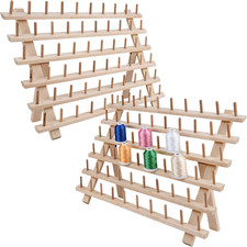 Upgraded 60X2 Spools Wooden Thread Holder, Braiding Rack, Organizer Stand with