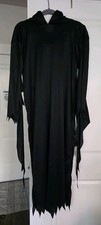 Grim Reaper Hooded Costume Cape Black Halloween Adult One Size As-Is