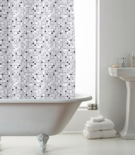 White Grey Mosaic Shower Curtain Waterproof Mould Proof Bathroom Shower Curtains