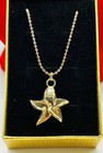 Collier chaîne boule pendentif étoile de mer ton or Lalique France chaîne 16 pouces