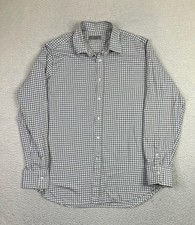 Canali Shirt Mens Extra Large Gray White Houndstooth Button Front Cotton Italy