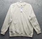 PUMA Golf Performance Polo Shirt Mens Large Tan Striped Lined Chunky Long Sleeve