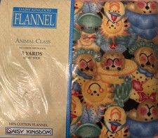 Vintage 1990's Daisy Kingdom Bears Class Packed Animals All Over Flannel 3 Yards