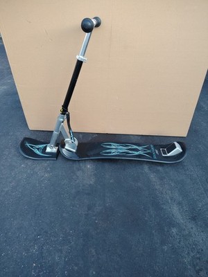Snow Jack Scooter by SIC Upright Sled Snowboard Board Handle Bar Black Flames 
